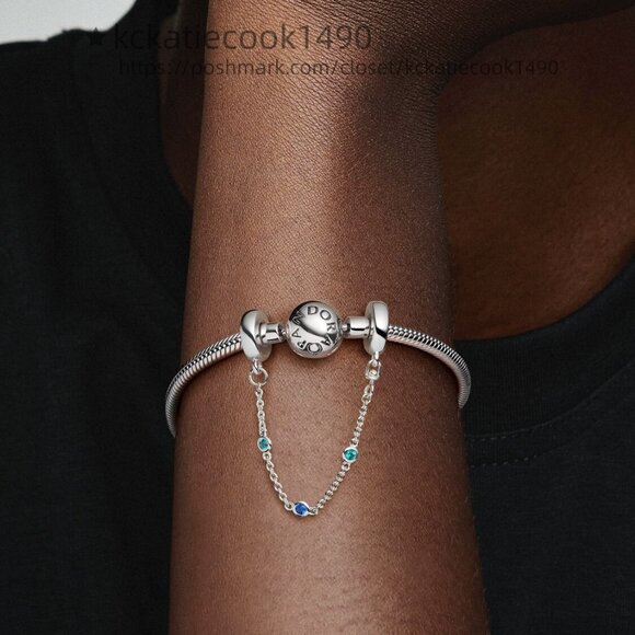 Pandora Triple Blue Stone Safety Chain - Picture 4 of 5